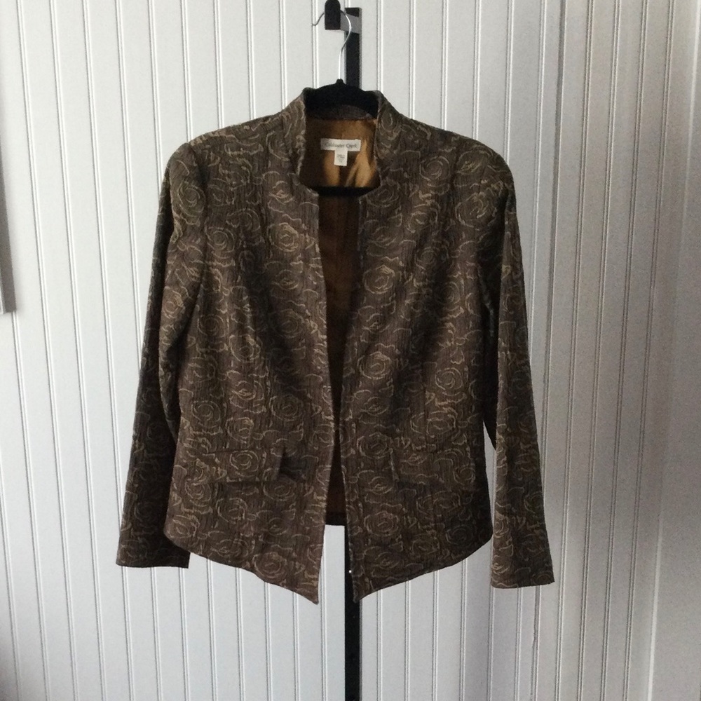NEW Coldwater Creek brocade olive w gold jacket